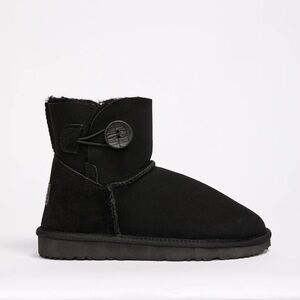 NWT UGG Burleigh Button Mini Natural Black Australian Sheepskin Boots